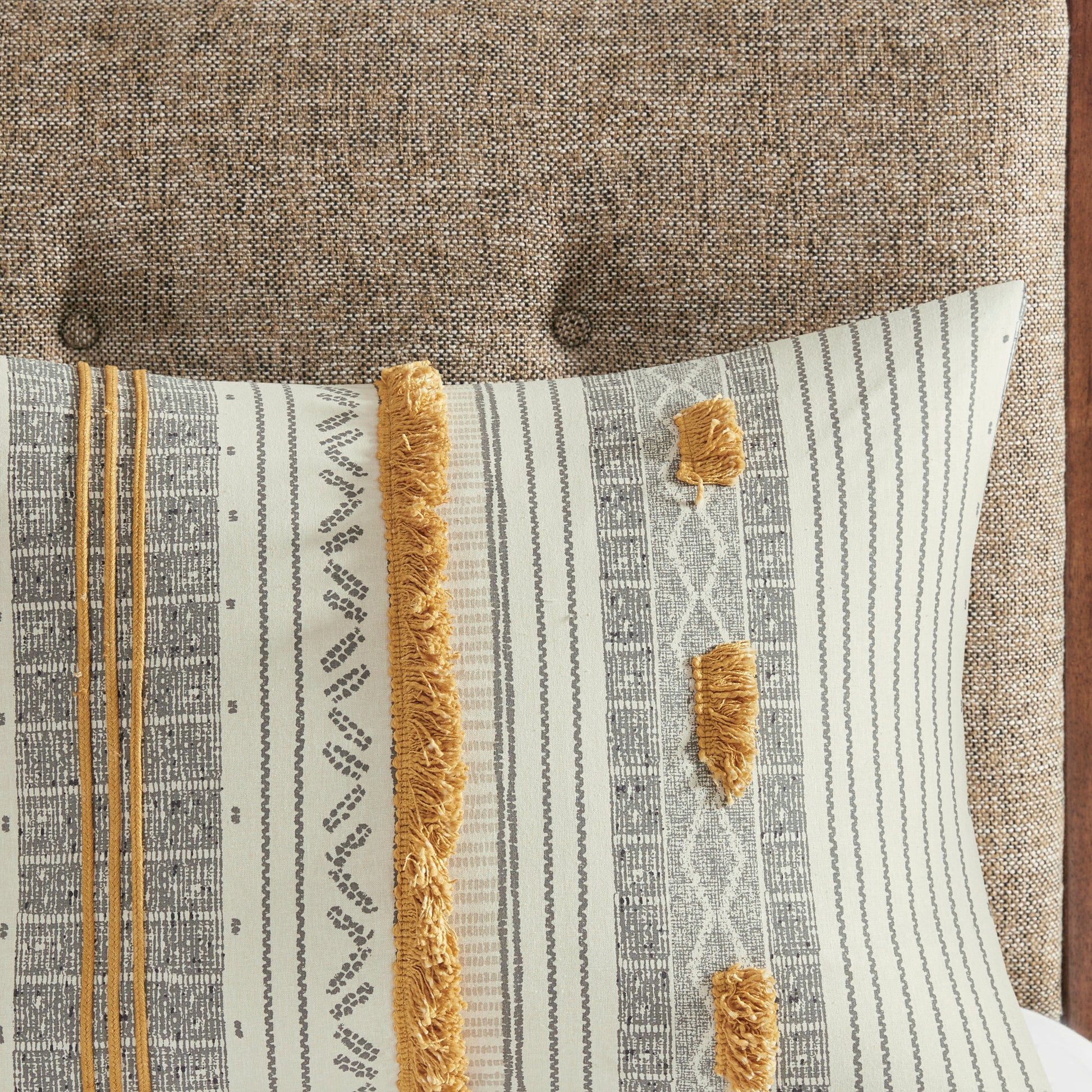 3 Piece Cotton Comforter Set Gray Yellow Full Queen Queen Gray Yellow Cotton