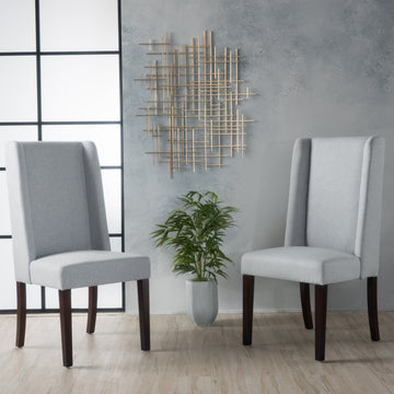 Dining Chair Set Of 2 Light Grey Fabric