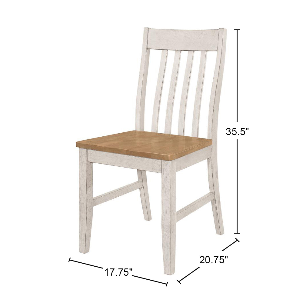 Set Of 2 Wooden Dining Chairs, Natural And Off White Oak Natural Wood Off White Dining Room Rectangular Dining Chairs Set Of 2 Mdf