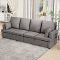 Modern Modular Sofa, 4 Seat Chenile Sectional Couch Set With 2 Pilows Lncluded, Freely Combinableindoor Funiture For Living Room,Apartment, Office, 3 Colors Dark Grey Chenille Metal Primary Living Space Medium Soft Loose Back Modern Poplar Foam Plywood 4