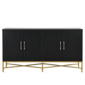 Distinctive Features Of Four Door Sideboard With Metal And Cross Leg Design,Suitable For Living Rooms,Entrance And Study Black American Design Mdf