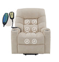 Nairi Power Recliner W Lift, Heating & Massage, Light Gray Leather Aire Lv02995 Light Gray Upholstered