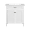 30 Inch Bathroom Vanity With Ceramic Basin, Soft Close Door And Adjustable Shelves White Bathroom Solid Wood Mdf