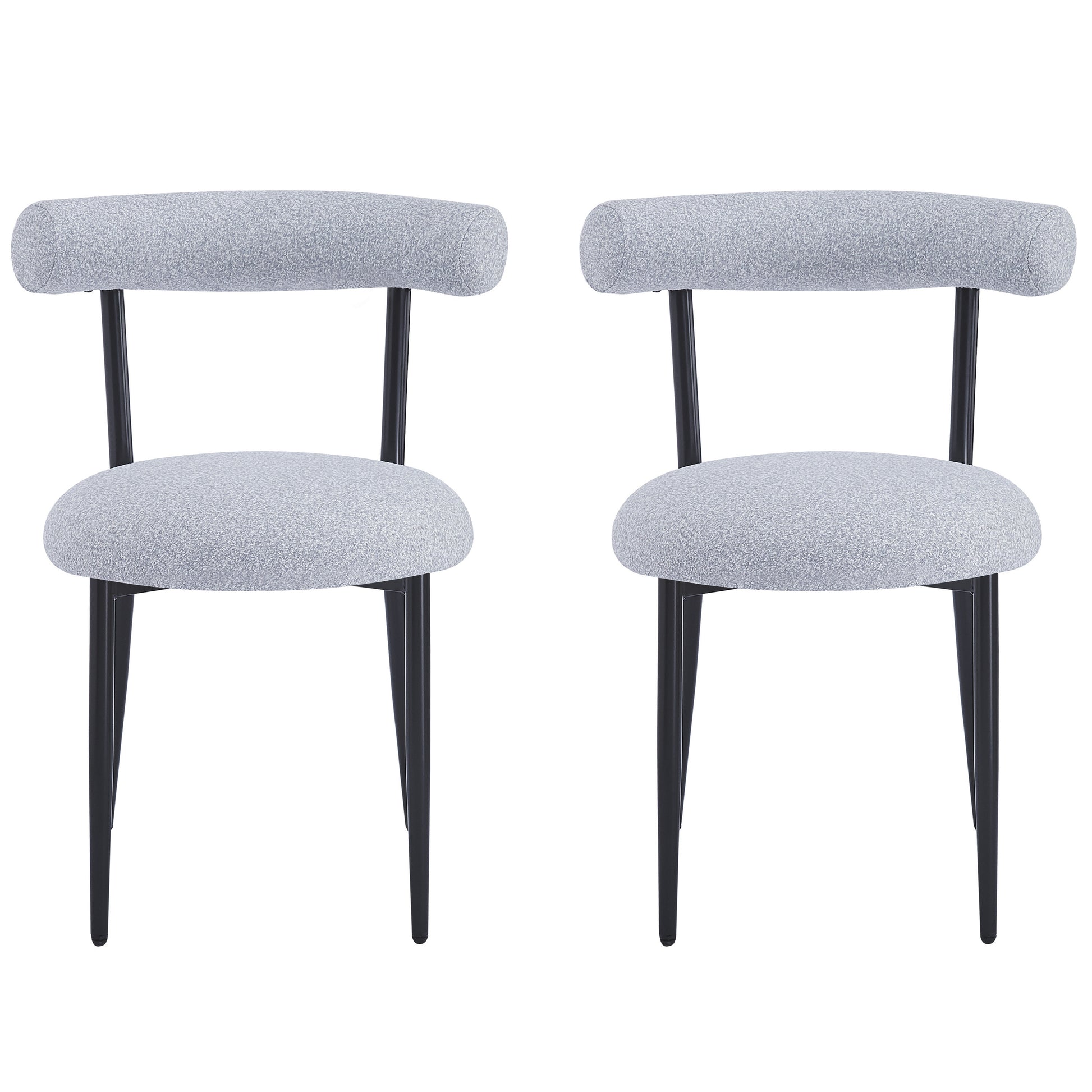 Dining Chair Set Of 2 Grey Fabric