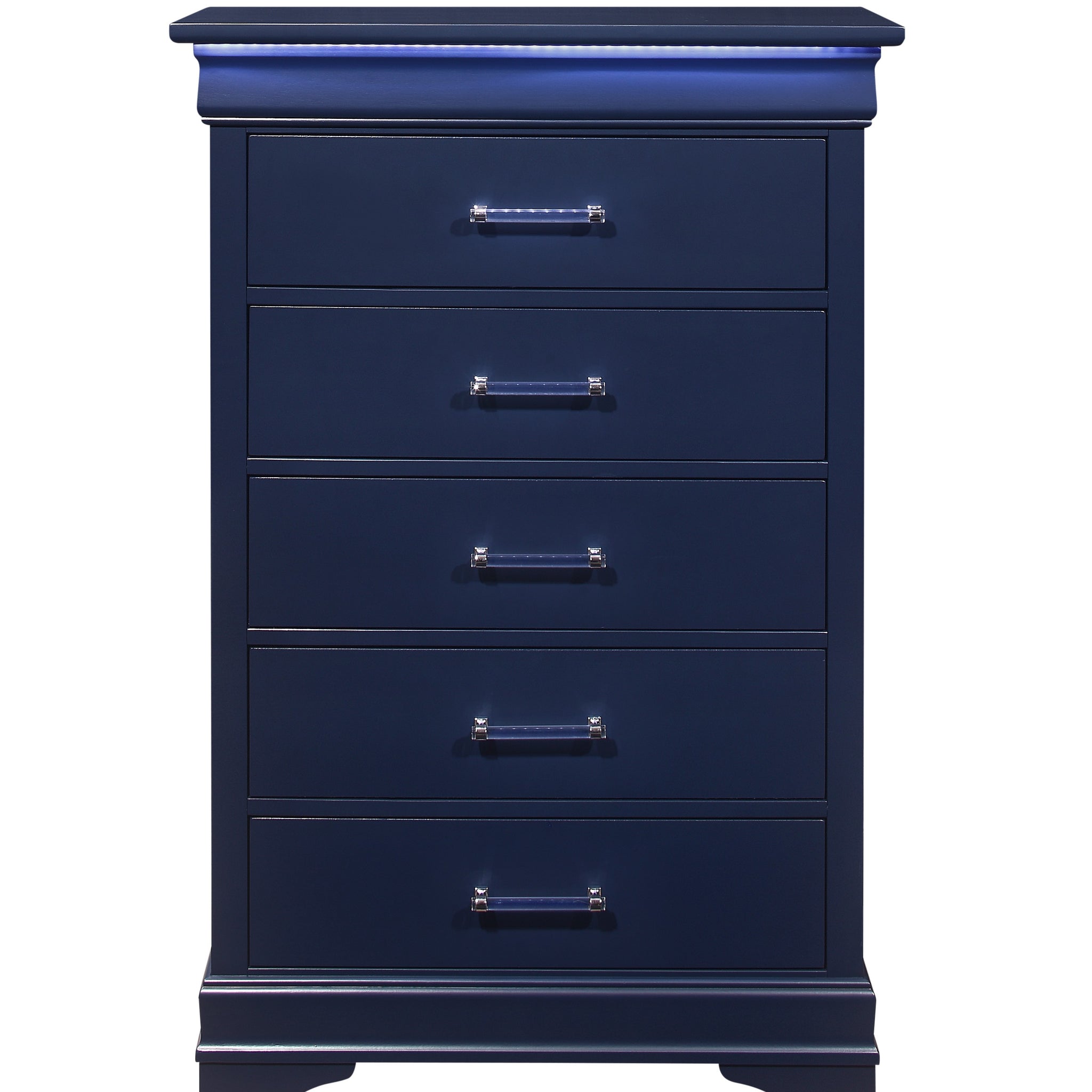 Charlston Blue Chest With Led Blue Solid Wood Mdf