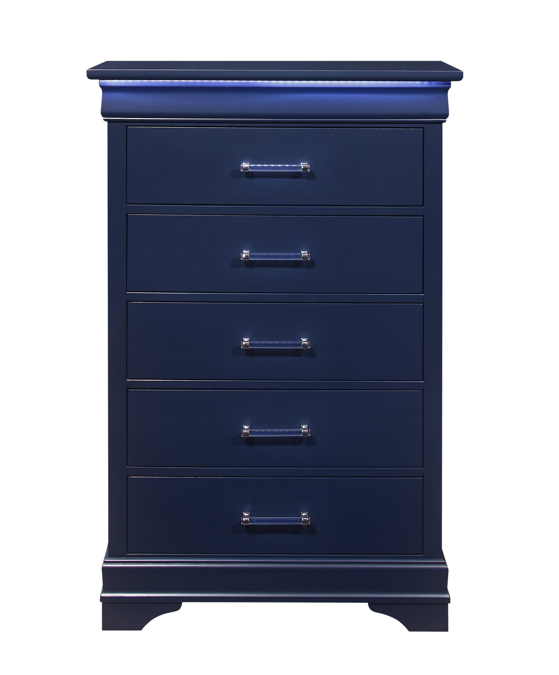 Charlston Blue Chest With Led Blue Solid Wood Mdf