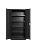 71'' Black Tool Steel Locking Cabinet With Doors And 4 Shelves Filing Cabinets 3 4 Shelves Powder Coated Black Office Adjustable Shelves Metal Metal