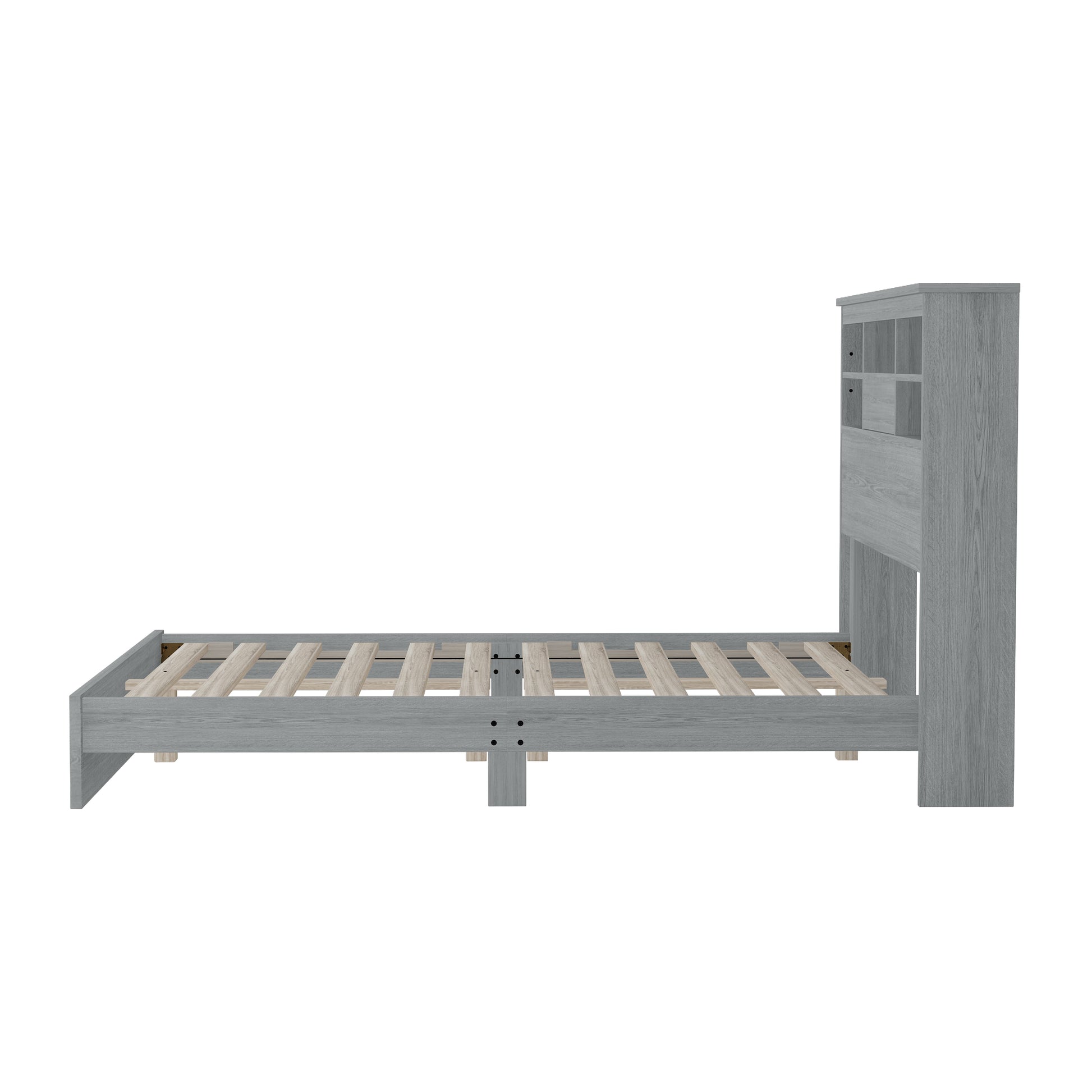 4 Pieces Bedroom Sets Queen Size Vintage Wooden Bed Frame With 2 Nightstands And 1 Dresser,Light Gray Box Spring Not Required Queen Light Gray 4 Piece Set American Traditional Solid Wood Mdf