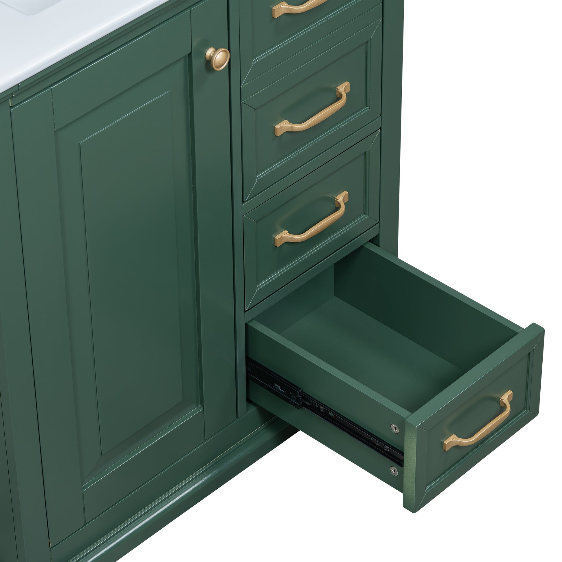 30" Bathroom Vanity With Sink, One Package, Green Bathroom Cabinet With Drawers, Solid Frame And Mdf Board Green Solid Wood Mdf