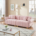 89 Inch Spring Wrapped Cushions, 3 Flannelette Sofas, Stylish Metal Feet And 4 Throw Pillows Make For A Modern Living Room Bedroom Pink Velvet 3 Seat
