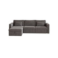 Modern Velvet Modular Sectional Sofa, L Shape Convertible Sofa Set With Pillows, Oversized Sectional Couches With Storage Ottomans For Living Room, Loft, Apartment, Office Dark Gray 4 Seats Wood Primary Living Space Medium Duty Pine 4 Seat Dark Gray