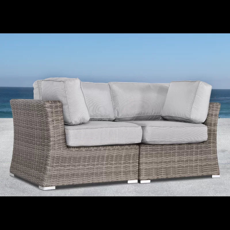 Elegant Fully Assembled 66'' Wide Outdoor Wicker Loveseat With Plush Cushions Perfect For Cozy Gatherings Grey,Grey Mix Wicker