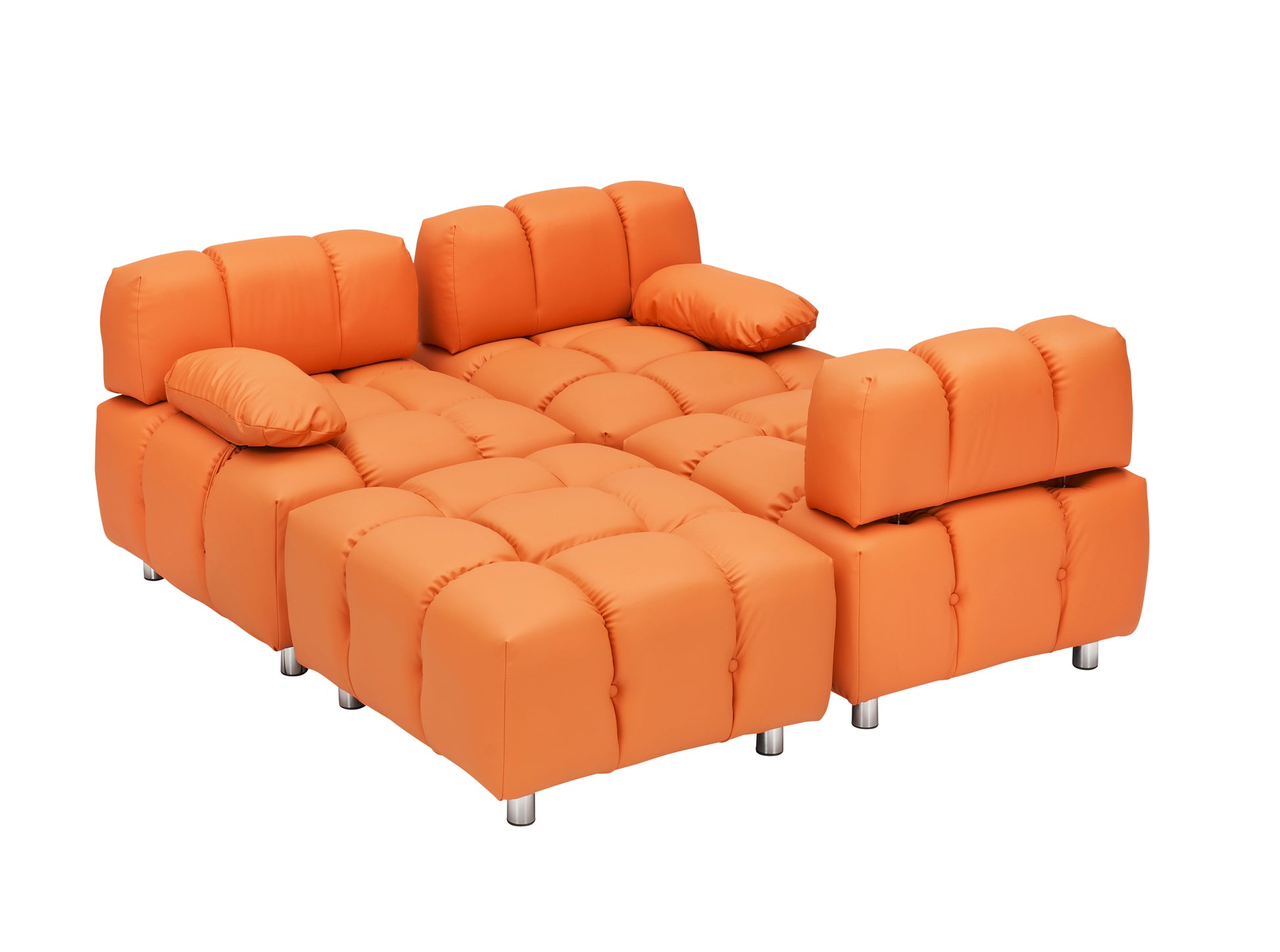 123 Orange Polyester Blend 3 Seat