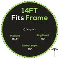 Soozier Trampoline Replacement Mat, Fits 14' Trampoline With 80 V Hooks & 5.5
