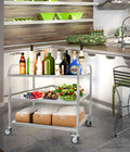 3 Tier Stainless Steel Cart, Serving Cart With Wheels, Restaurant, Household, Service Trolley, 360 Rotation Storage Cart With Locking Wheels 37.4 * 19.2 * 36.6'' L*W*H Rolling Kitchen Food Cart White Silver Stainless Steel