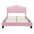 2 Pieces Bedroom Sets Full Size Flower Shaped Upholstered Led Platform Bed With Storage Ottoman Sherpa Fabric, Pink Full Pink 2 Piece Set Wood