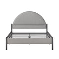 Modern Upholstered Curved Headboard Queen Bedframe Grey Queen Gray Metal Polyester