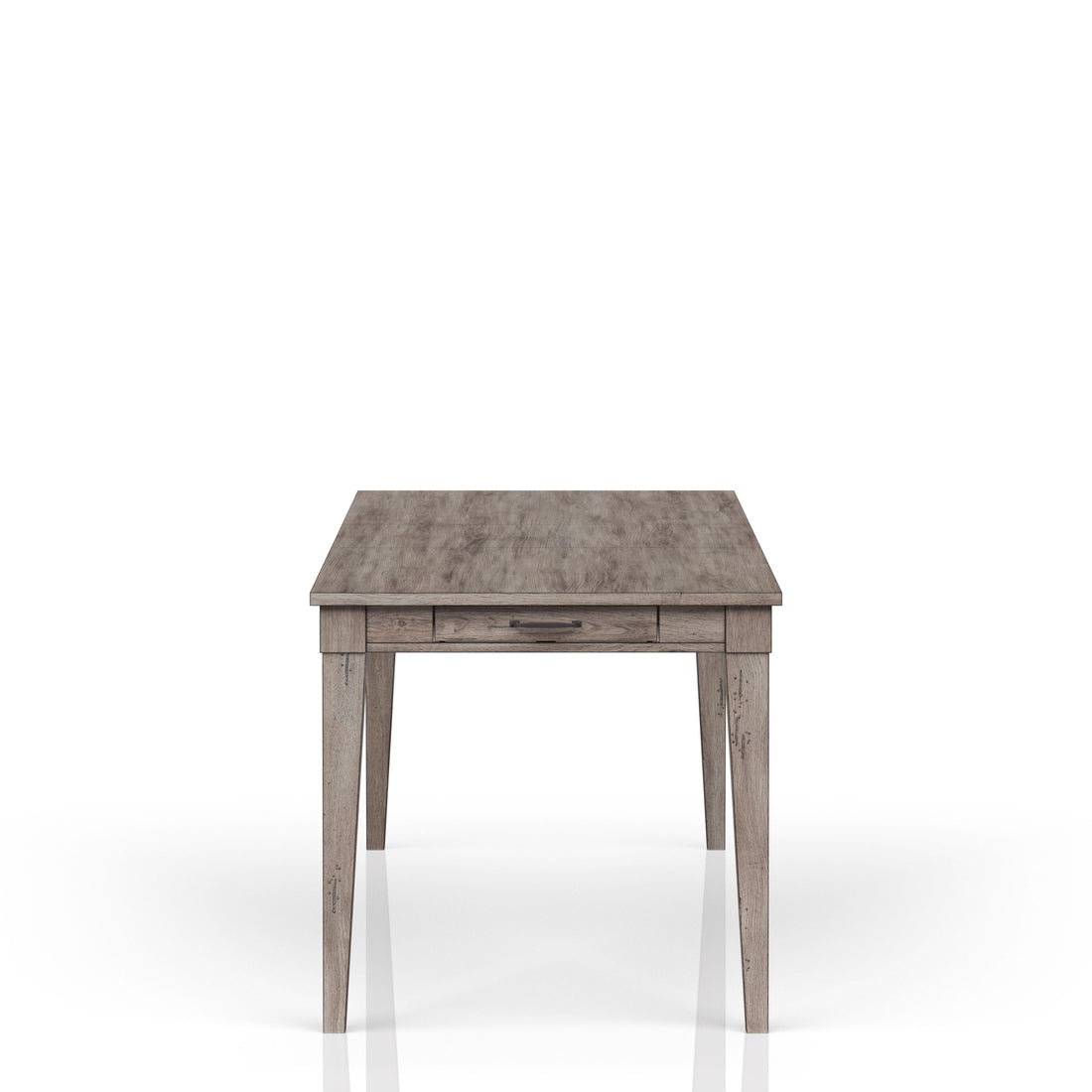 Rustic Gray Dining Table Two Storage Drawers And Leaf Gray Solid Wood Mdf