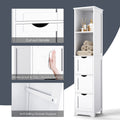 Bathroom Tall Storage Cabinet, Slim Free Standing Cabinet With 3 Drawers And 2 Shelves,Floor Cabinet For Small Space, 11.8