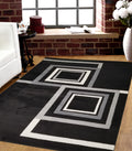 Jersey Area Rugs, Carpets For Livingroom, 5X7 Area Rugs ,1925 Black Rectangle 5&7 Black Grey Contemporary Abstract Polypropylene