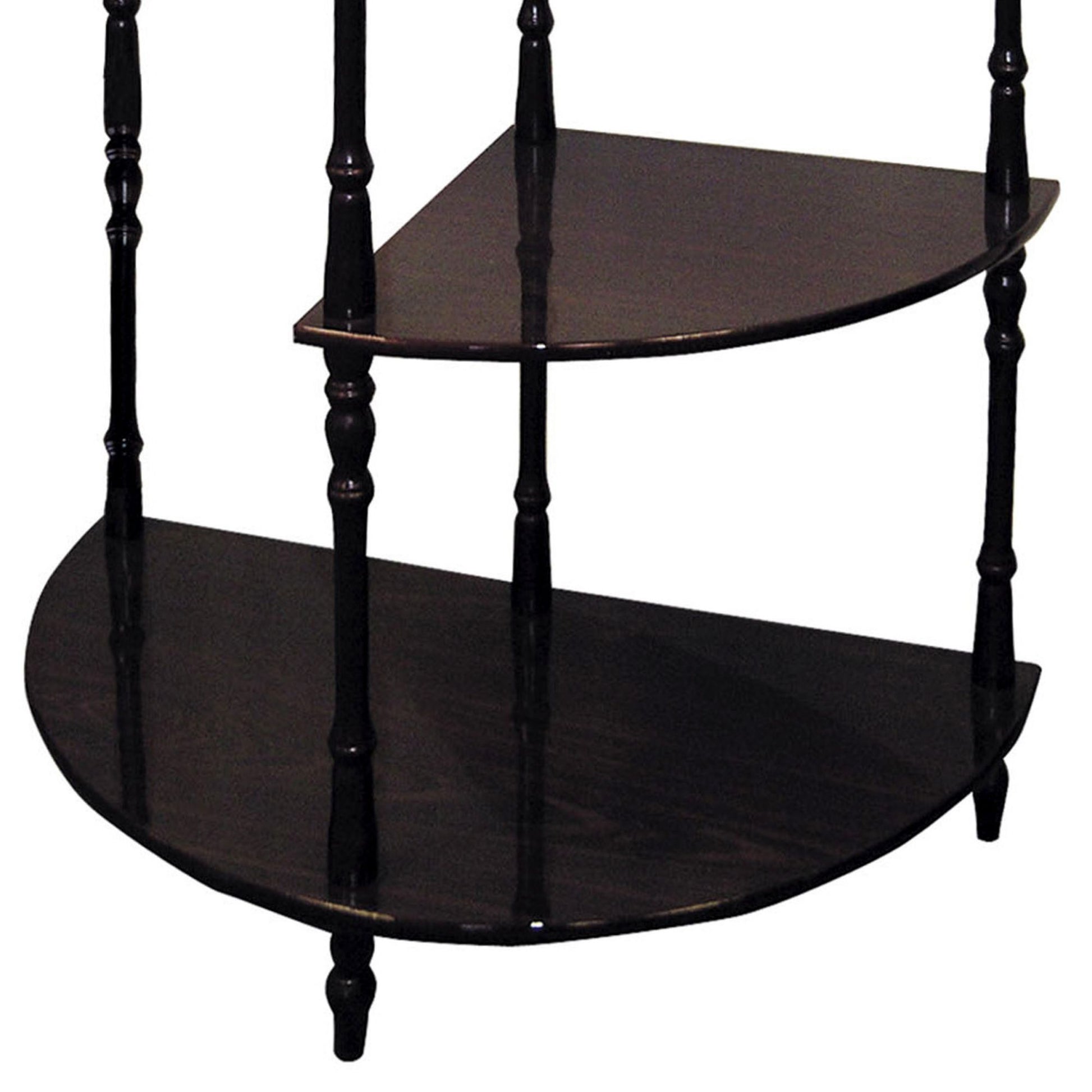 26" Tall 3 Tier Wooden End Table, Crescent Shape With Cherry Finish Multicolor Wood