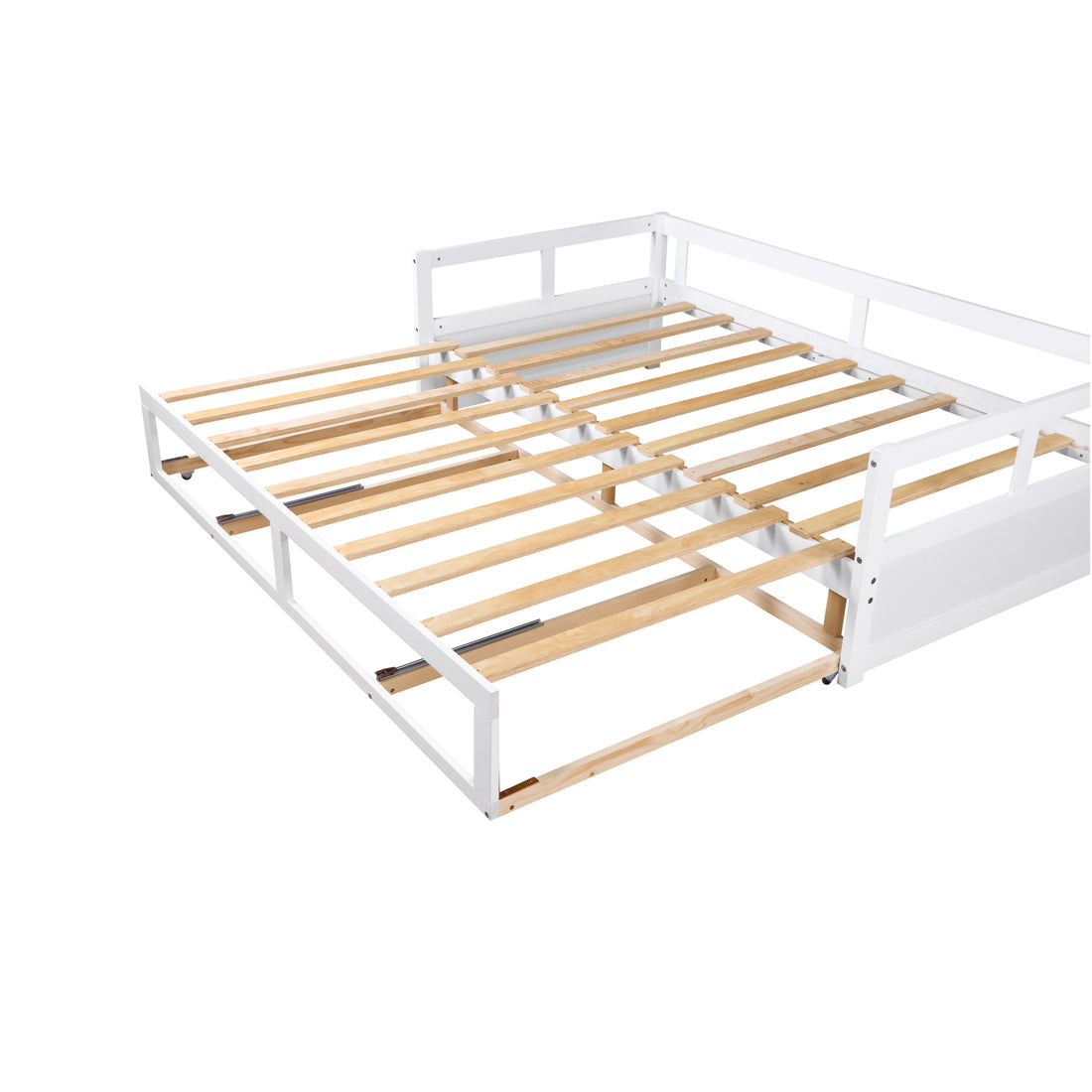 Wooden Daybed With Trundle Bed And Two Storage Drawersextendable Bed Daybed,Sofa Bed For Bedroom Living Room,White Twin White Solid Wood