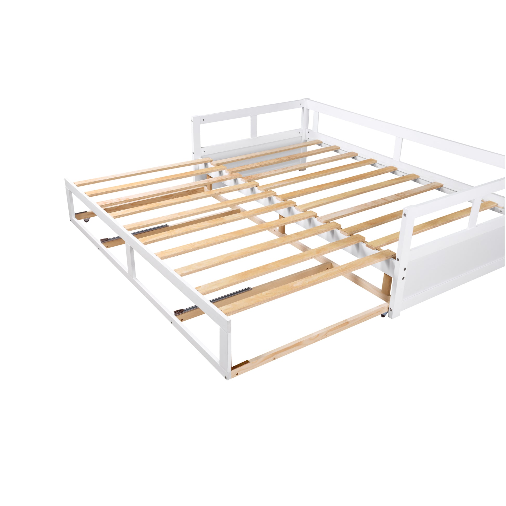 Wooden Daybed With Trundle Bed And Two Storage Drawersextendable Bed Daybed,Sofa Bed For Bedroom Living Room,White Twin White Solid Wood