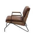 Cocoa And Matt Iron Accent Chair With Metal Leg Brown Primary Living Space Contemporary Genuine Leather
