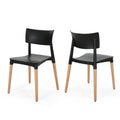 Plastic Dining Chair Set Of 2 Black Polypropylene