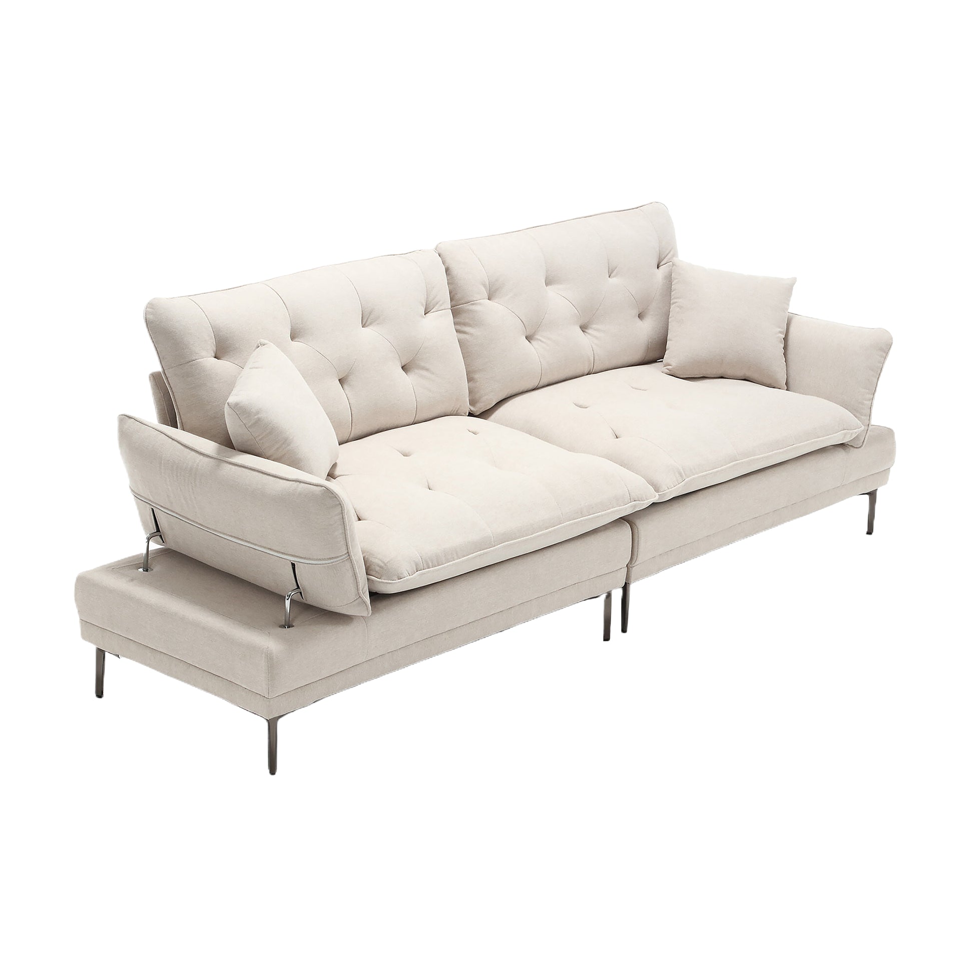 United Linen Sofaaccent Sofa Seat Sofa With Metal Feet Beige Linen 3 Seat
