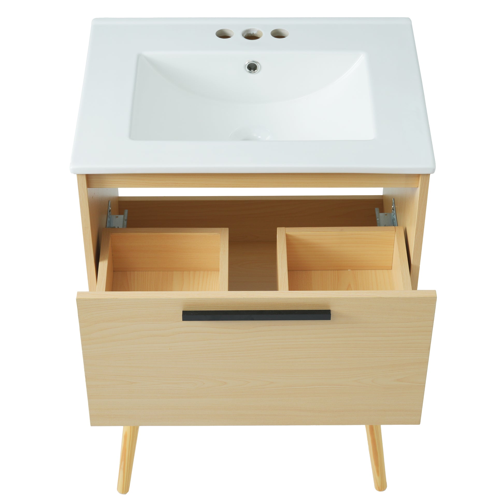 24" Bathroom Vanity With Sink Combo, Multi Functional Bathroom Cabinet With Drawer, Mdf Board, Natural Natural Solid Wood Mdf