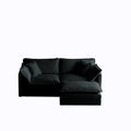 Chenille Two Seater Sofa With 1 Footrest, 2 Seater L Shaped Sectional With Ottoman,Loveseat With Ottoman For Small Living Space, Black Chenille Black Chenille 2 Seat