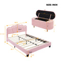 2 Pieces Bedroom Sets Full Size Flower Shaped Upholstered Led Platform Bed With Storage Ottoman Sherpa Fabric, Pink Full Pink 2 Piece Set Wood