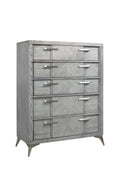 5 Drawer Chest In Gray Book Matched Veneers Gray Solid Wood Mdf