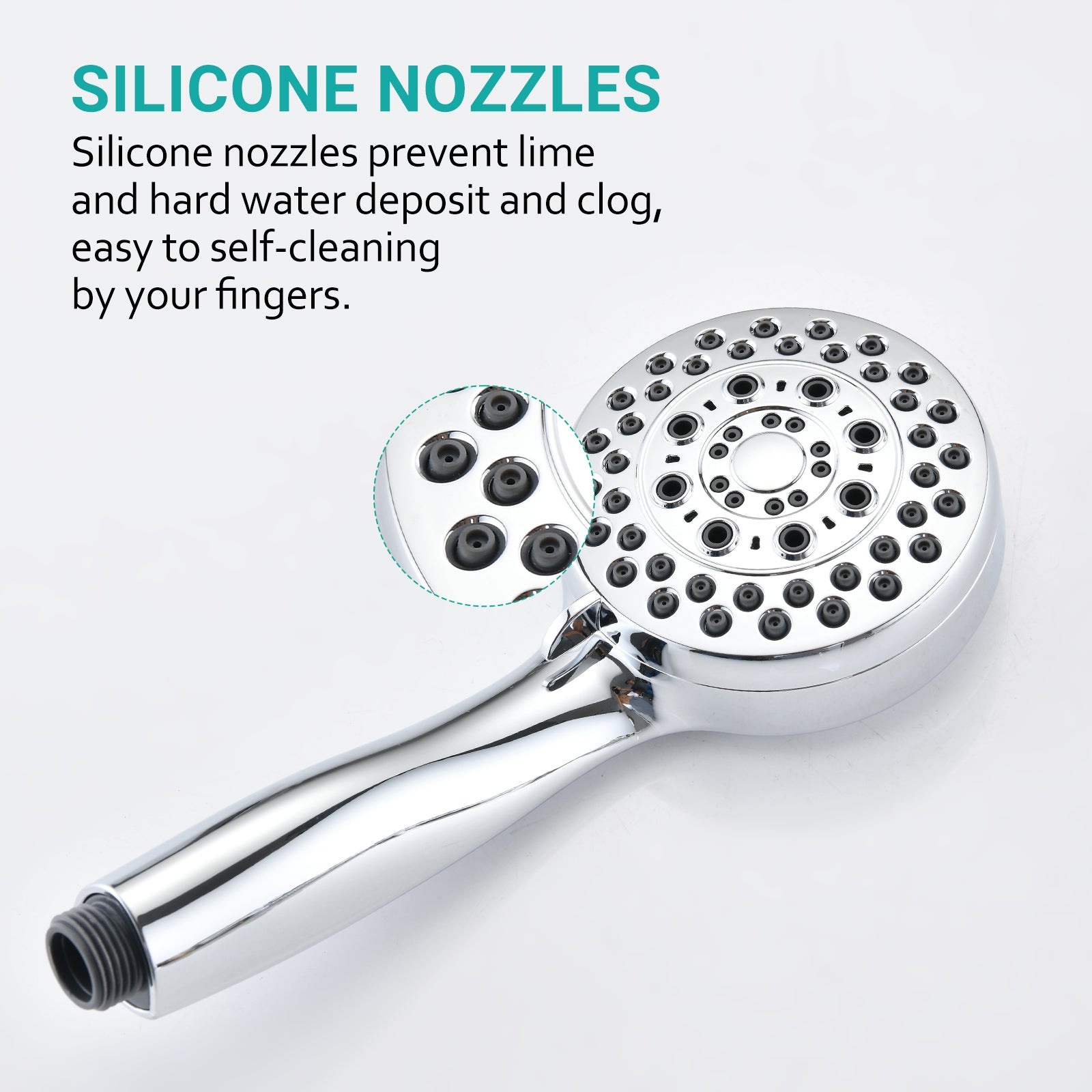 Polished Chrome Wall Mounted Handheld Shower Head With 5 Adjustable Settings And Hose Chrome Stainless Steel