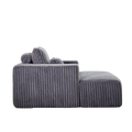 62.5 Inch Corduroy Sponge Sofa Lounge Chair With Removable Footrest,No Assembly Required,Fluffy Modern Sleeper Chair For Indoor Living Room Bedroom Grey Foam Corduroy 1 Seat