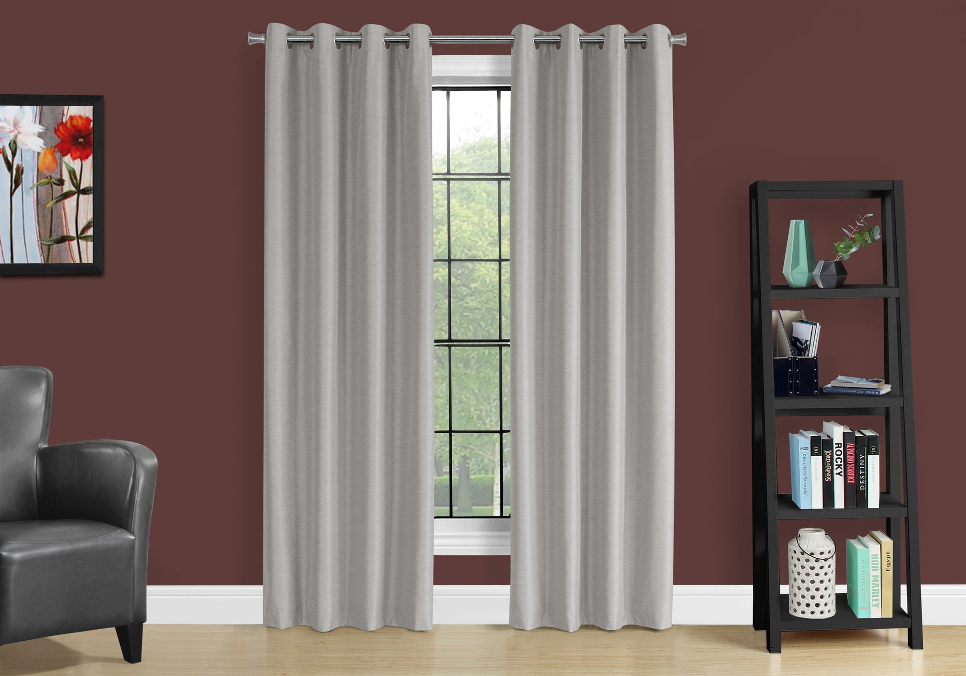 Curtain Panel, 2Pcs Set, 54"W X 84"L, 100% Blackout, Grommet, Living Room, Bedroom, Kitchen, Grey Thermal Insulation Polyester, Contemporary, Modern Silver Polyester