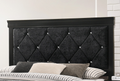 Modern 1Pc Black Finish Full Size Panel Bed Wooden Fabric Upholstered Headboard Crystal Like Button Tufted Fabric Bedroom Furniture Box Spring Required Full Black Wood Bedroom Panel Solid Wood