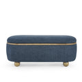 Storage Ottoman Bench, Upholstered End Of Bed Ottoman Bench With Storage And Seating, Large Blanket Storage Bench For Foot Rest In Bedroom, Living Room, Entryway, Dark Blue Dark Blue Foam