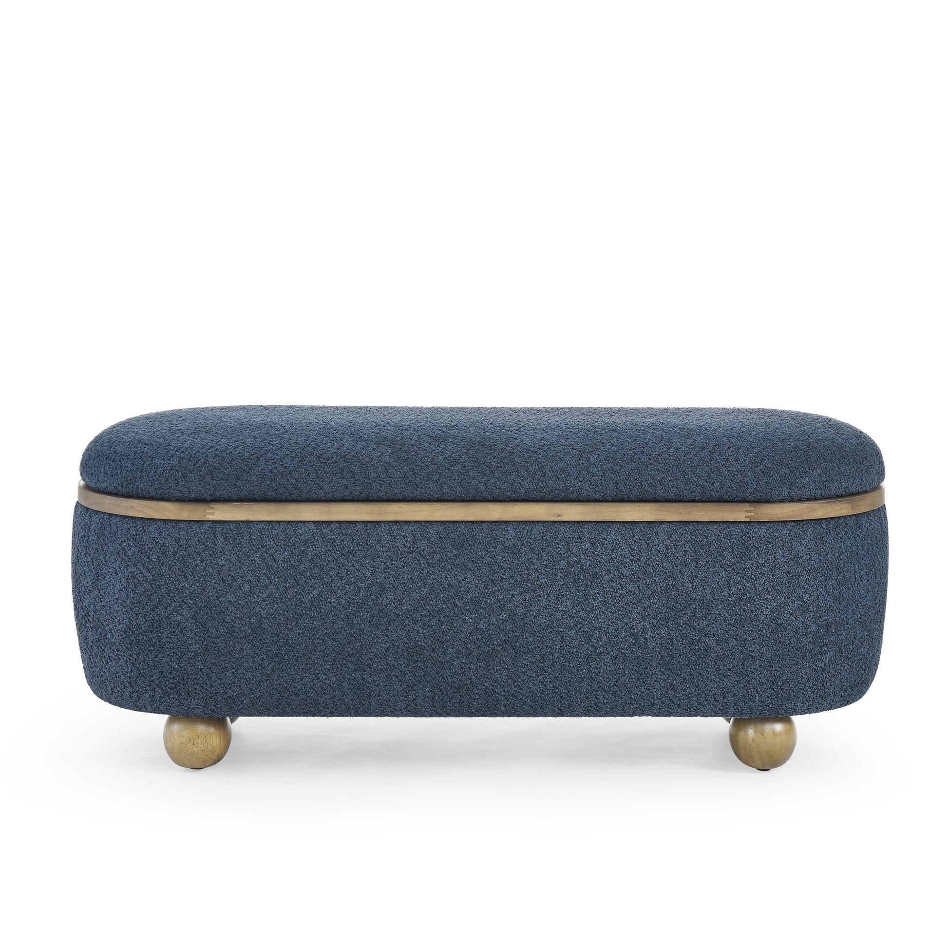 Storage Ottoman Bench, Upholstered End Of Bed Ottoman Bench With Storage And Seating, Large Blanket Storage Bench For Foot Rest In Bedroom, Living Room, Entryway, Dark Blue Dark Blue Foam
