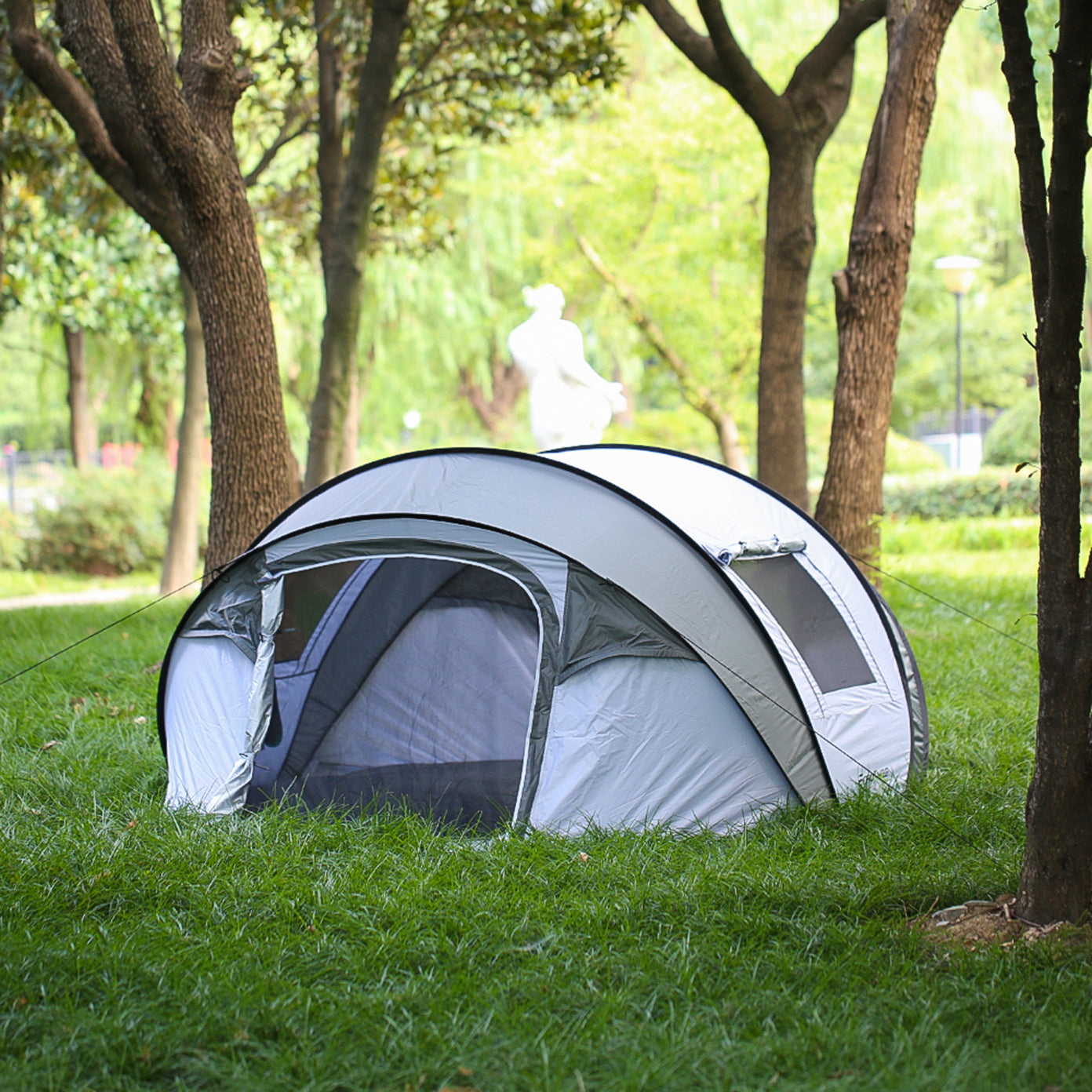 4 6 Persons White Gray Pop Up Boat Tent White Gray Polyethylene