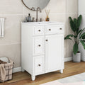 24 Inch Bathroom Vanity Cabinet With Ceramic Sink, 2 Drawers, 1 Door White Bathroom Solid Wood Mdf