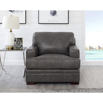 Georgia Leather Chair Light Gray Down Filling Genuine Leather