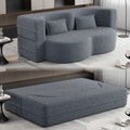 Modern Floor Sofa With 2 Pillows,Convertible Teddy Fabric Foam Filled Sleeper Sofa Bed,15