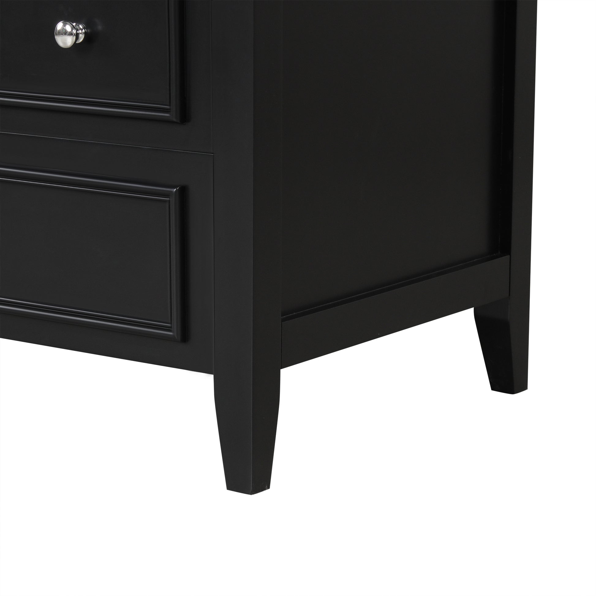 30" Bathroom Vanity With Sink, Bathroom Vanity Cabinet With Three Drawers And Door, Solid Wood And Mdf, Black Black Solid Wood Mdf