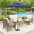 7.5Ft * 7.5Ft Patio Umbrella With Crank And Push Button Tilt, Outdoor Table Market Umbrella With Aluminum Pole Navy Navy Polyester