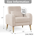 Mid Century Modern Accent Chair, Upholstered Armchair Living Room Chair, Comfy Single Sofa Chair With Metal Legs, Polyester Fabric Chair For Living Room Bedroom Camel Sherpa