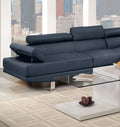 Dark Blue Color Sectional Living Room Furniture Linen Like Fabric Adjustable Headrest Right Facing Chaise & Left Facing Sofa Dark Blue Linen Primary Living Space Classic,Contemporary,Modern L Shaped Pine Pillow Top Arms Metal 5 Seat