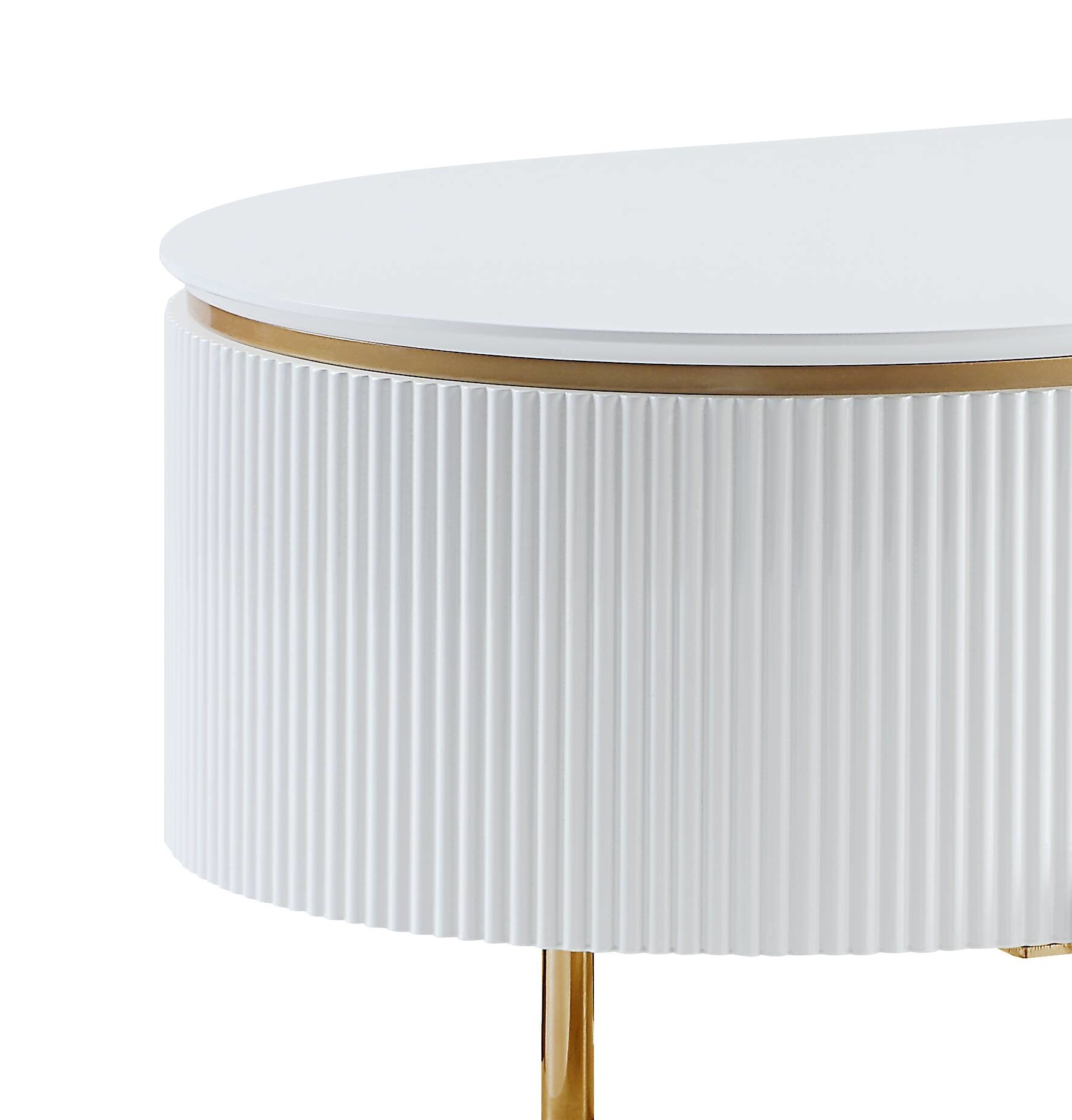 Daveigh Coffee Table, White High Gloss & Gold Finish Lv02464 White Gold Wood Metal