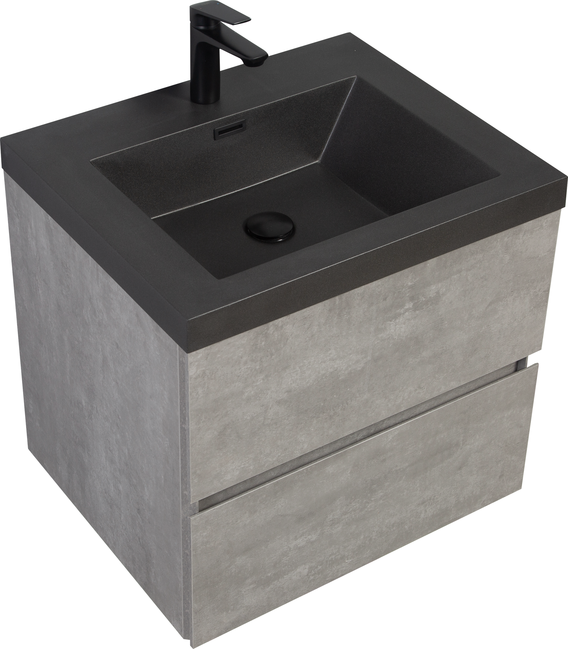 24" Floating Bathroom Vanity With Sink, Modern Wall Mounted Bathroom Storage Vanity Cabinet With Black Quartz Sand Top Basin And Soft Close Drawers, 24V12 24Gr Grey Grey Bathroom Melamine